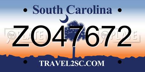 ZO47672 South Carolina License Plate