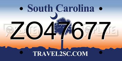 ZO47677 South Carolina License Plate