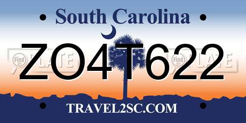 ZO4T622 South Carolina License Plate