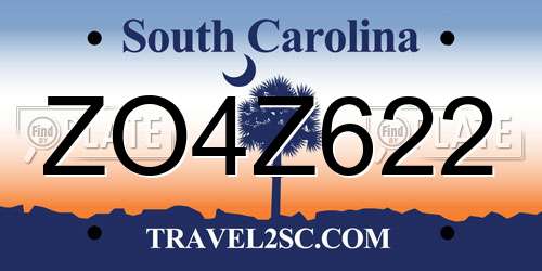 ZO4Z622 South Carolina License Plate