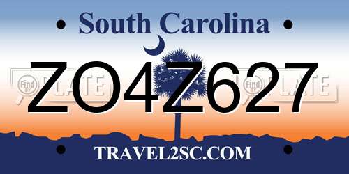ZO4Z627 South Carolina License Plate