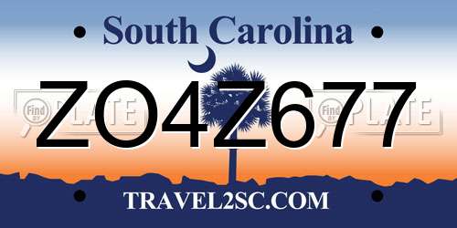 ZO4Z677 South Carolina License Plate