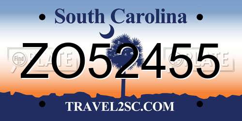 ZO52455 South Carolina License Plate