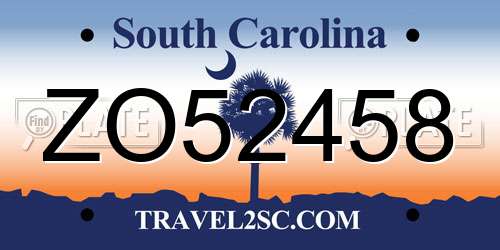 ZO52458 South Carolina License Plate