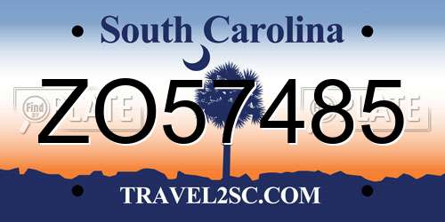 ZO57485 South Carolina License Plate