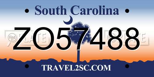ZO57488 South Carolina License Plate