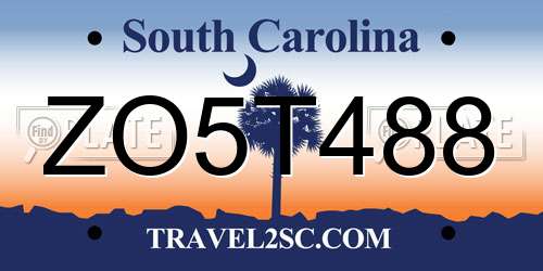 ZO5T488 South Carolina License Plate