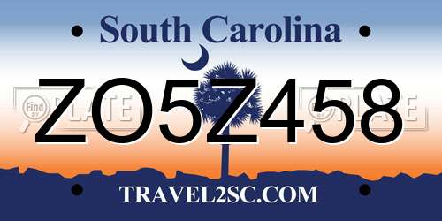 ZO5Z458 South Carolina License Plate