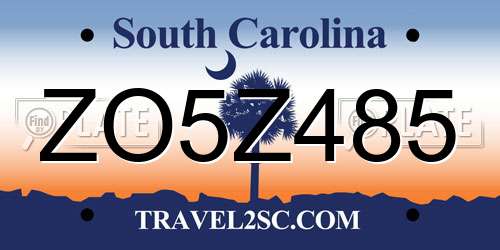 ZO5Z485 South Carolina License Plate