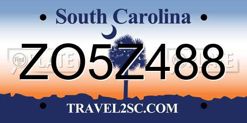 ZO5Z488 South Carolina License Plate
