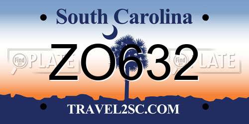 ZO632 South Carolina License Plate