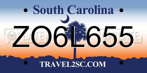ZO6L655 South Carolina License Plate