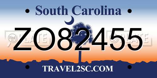 ZO82455 South Carolina License Plate
