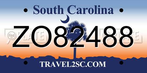 ZO82488 South Carolina License Plate