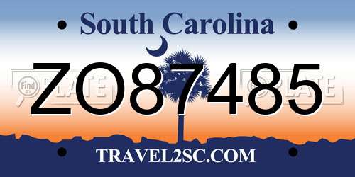 ZO87485 South Carolina License Plate