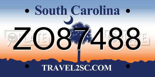 ZO87488 South Carolina License Plate