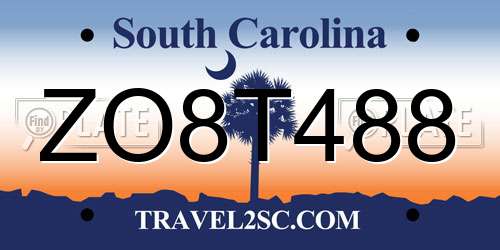 ZO8T488 South Carolina License Plate