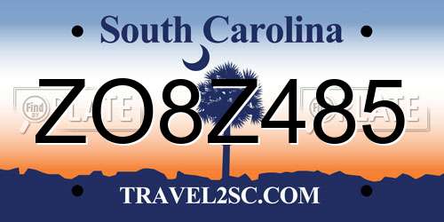 ZO8Z485 South Carolina License Plate
