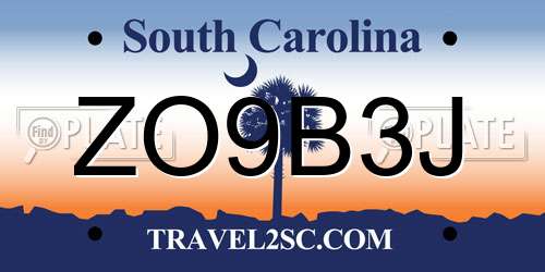 ZO9B3J South Carolina License Plate