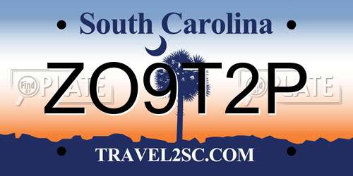 ZO9T2P South Carolina License Plate