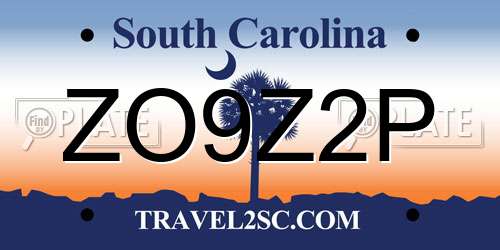 ZO9Z2P South Carolina License Plate