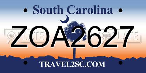 ZOA2627 South Carolina License Plate