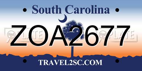 ZOA2677 South Carolina License Plate