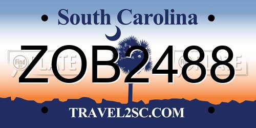 ZOB2488 South Carolina License Plate