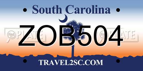ZOB504 South Carolina License Plate