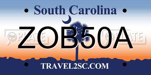 ZOB50A South Carolina License Plate