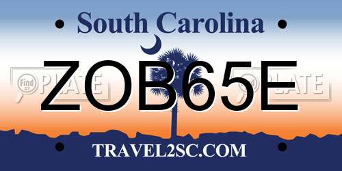 ZOB65E South Carolina License Plate