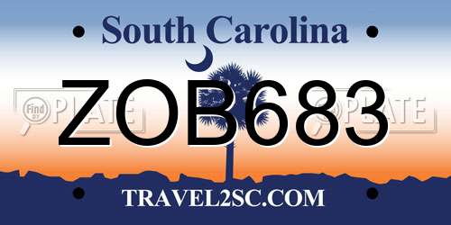 ZOB683 South Carolina License Plate