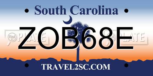 ZOB68E South Carolina License Plate