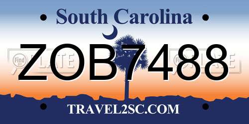 ZOB7488 South Carolina License Plate