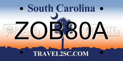 ZOB80A South Carolina License Plate