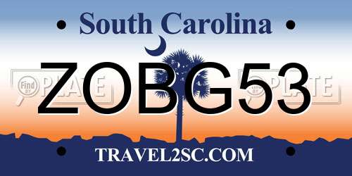 ZOBG53 South Carolina License Plate