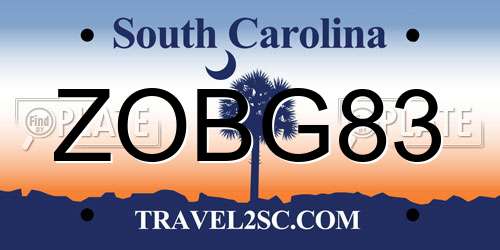 ZOBG83 South Carolina License Plate