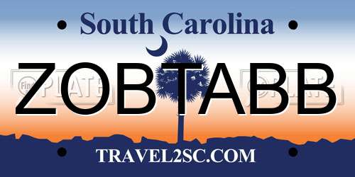 ZOBTABB South Carolina License Plate