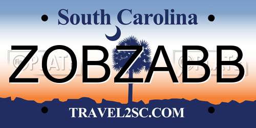 ZOBZABB South Carolina License Plate