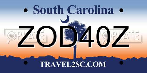 ZOD40Z South Carolina License Plate