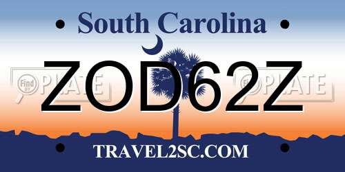 ZOD62Z South Carolina License Plate