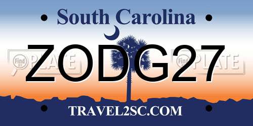 ZODG27 South Carolina License Plate
