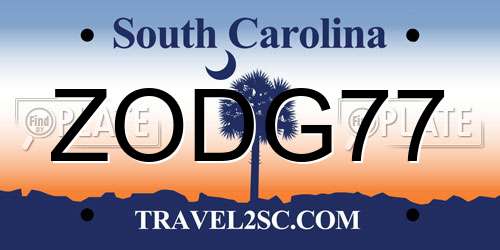 ZODG77 South Carolina License Plate