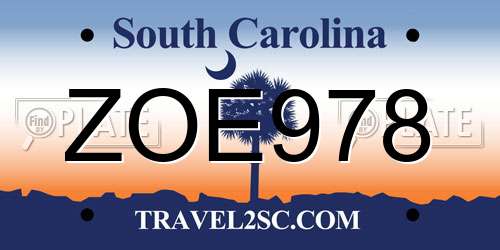 ZOE978 South Carolina License Plate