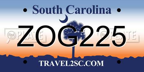 ZOG225 South Carolina License Plate