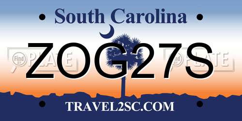 ZOG27S South Carolina License Plate