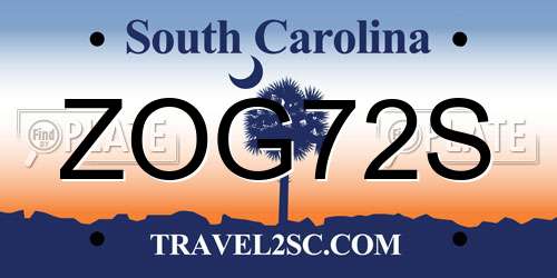 ZOG72S South Carolina License Plate