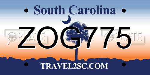 ZOG775 South Carolina License Plate