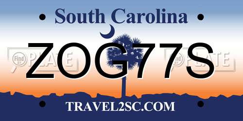ZOG77S South Carolina License Plate