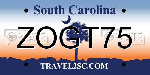 ZOGT75 South Carolina License Plate